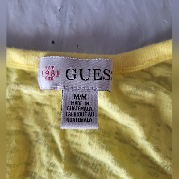 Guess Bright Yellow Tank Top with Silver Accents, Size Medium - Picture 3 of 4